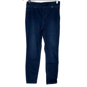 LOGO by Lori Goldstein Knit Denim Leggings Dark Wash Petite 4